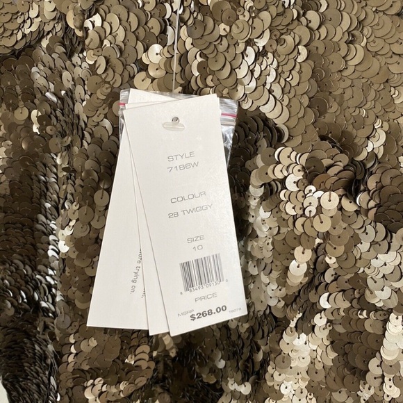 NWT $270 French Connection Sleeveless Bronze Sequin Cocktail Mini Dress Size 10 - Picture 2 of 7